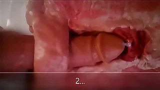 Close up & internal view of anal dildo fucking